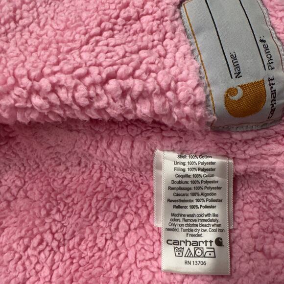 Carhartt Toddler Girls 18M Duck Canvas Jacket Sherpa Lined Hooded Insulated Pink - Picture 11 of 11